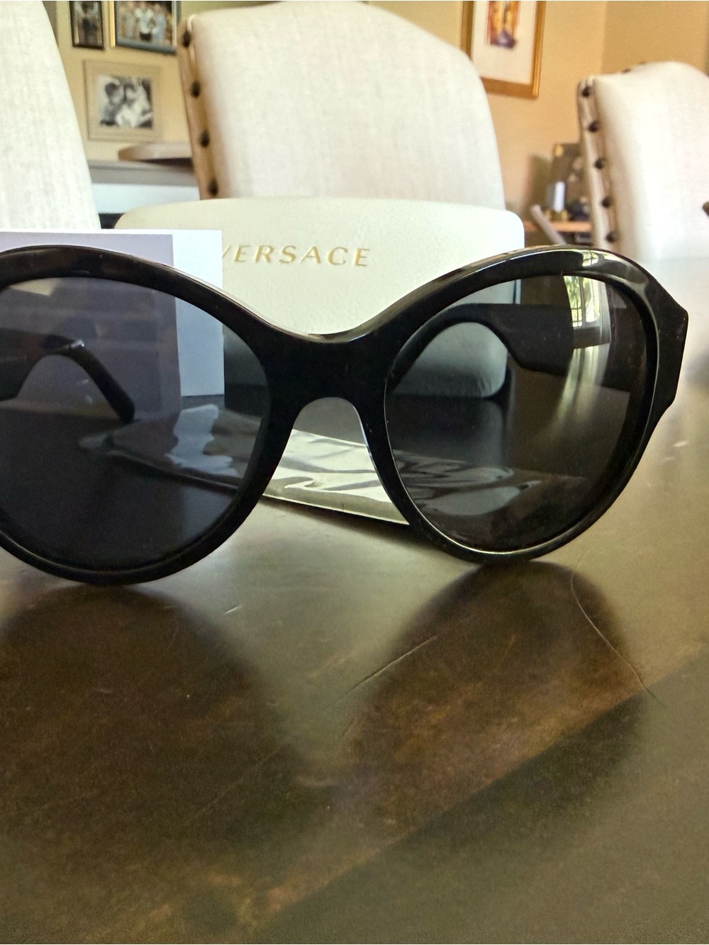 Versace Black Round Oversized Women's Sunglasses